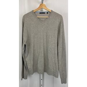 GREYSON V-Neck Long Sleeve Sweater Merino Wool Blend Gray Size XL